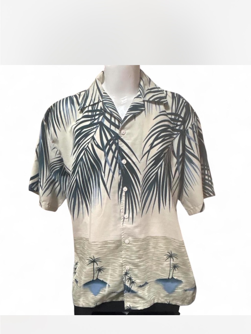 Vintage Oscar Misa Deadstock Hawaiian Shirt Palm Tree Tropical Print Large